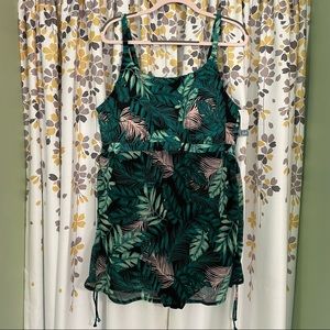 NWT Cacique leaf print swimdress lightly lined wirefree skirt length adjustable!